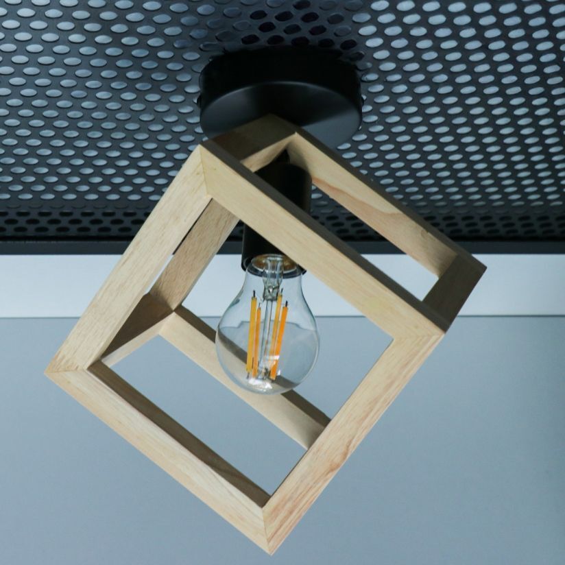 Plafoniera RHOMBUS PL1 Klausen lemn metal natur soclu E27 dormitor hol dining
