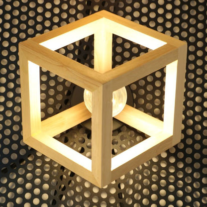 Plafoniera Klausen RHOMBUS PL1 natur vedere laterala constructie lemn metal IP20
