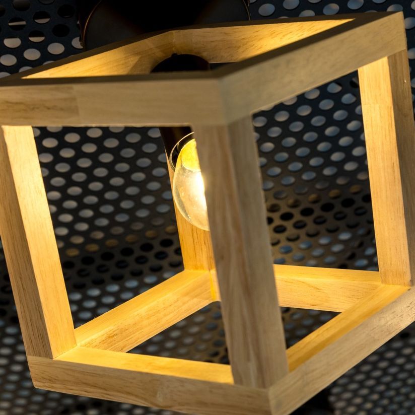 Plafoniera Klausen RHOMBUS PL1 detaliu material lemn finisaj natur design contemporan
