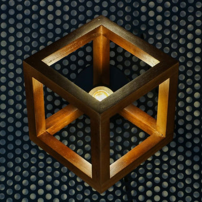 Plafoniera Klausen RHOMBUS PL1 detaliu lemn nuc finisaj elegant design contemporan
