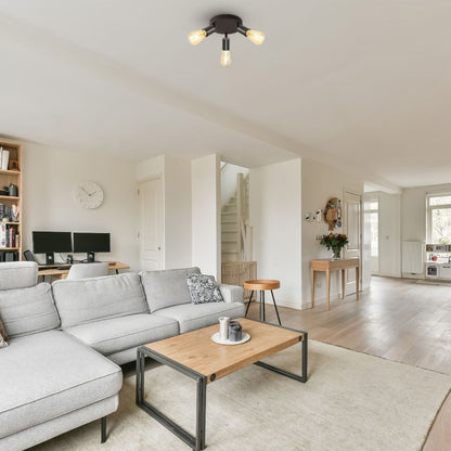 Plafoniera Klausen RIGHT PL3 negru 3 surse E27 living birou hol bucatarie stil minimalist
