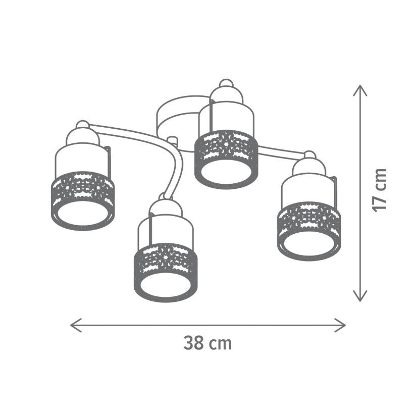 Lustra Klausen ROMANTIK PL4 detaliu sticla alba metal auriu lumina difuza stil classic chic
