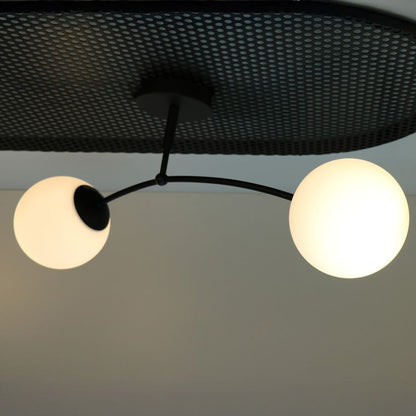 Plafoniera SEFORA PL2 B Klausen detaliu sticla opal metal negru lumina difuza ambient modern
