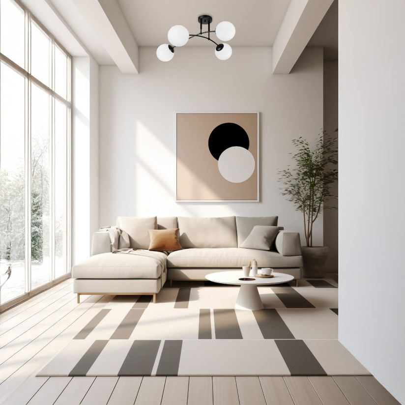 Plafoniera SEFORA PL4 B Klausen detaliu sticla opal metal negru lumina difuza ambient modern urban
