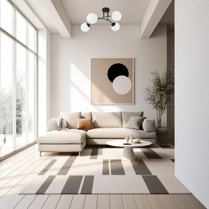 Plafoniera SEFORA PL4 B Klausen detaliu sticla opal metal negru lumina difuza ambient modern urban
