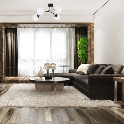 Plafoniera Klausen SEFORA PL4 B negru alb opal 4 dulii E27 living dining dormitor stil contemporan
