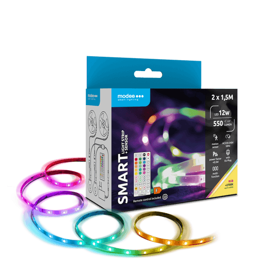 Set 2x1.5m banda LED Smart Modee 12W senzor de miscare cu telecomanda 2700K +RGB 550lm IP20 MSL-LS12W2X1,5MRGB2700KS-R