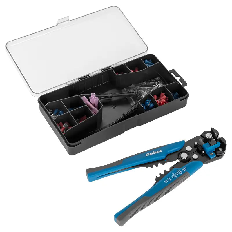 Set cleste de sertizare /dezizolare + 215 conectori Rebel RB-1014