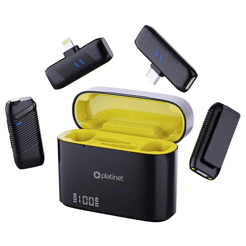 Set lavaliera microfon 2in1 wireless 2.4GHz 25m Plug & Play Android /iOS Platinet PLMM30