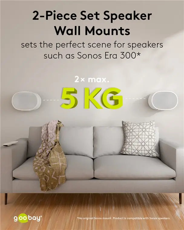 Set suport difuzor de perete Modern Sonos Era 300 Flex alb Goobay 71984