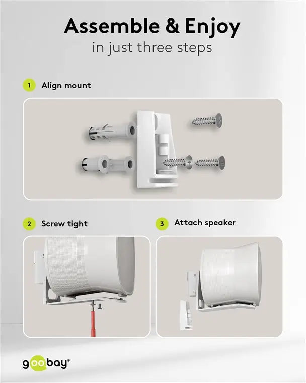 Set suport difuzor de perete Modern Sonos Era 300 Flex alb Goobay 71984