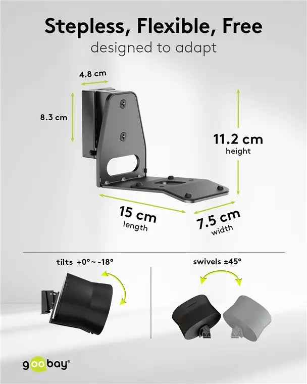 Set suport difuzor de perete Modern Sonos Era 300 Flex negru Goobay 71194