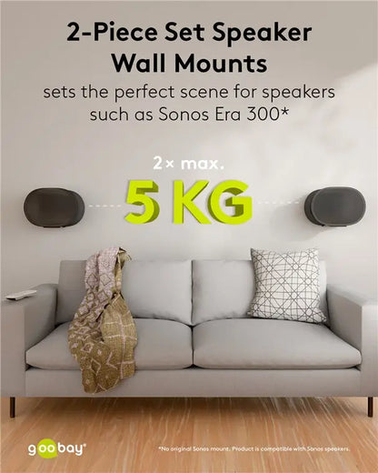 Set suport difuzor de perete Modern Sonos Era 300 Flex negru Goobay 71194