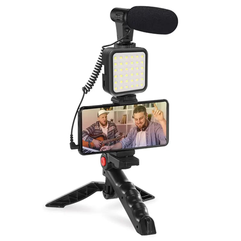 Set Vlogging 4 in 1 PLATINET PMVG4IN1 Microfon /Lumina video LED /Suport smartphone /Trepied