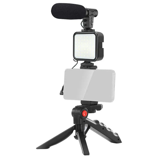 Set Vlogging 4 in 1 PLATINET PMVG4IN1 Microfon /Lumina video LED /Suport smartphone /Trepied