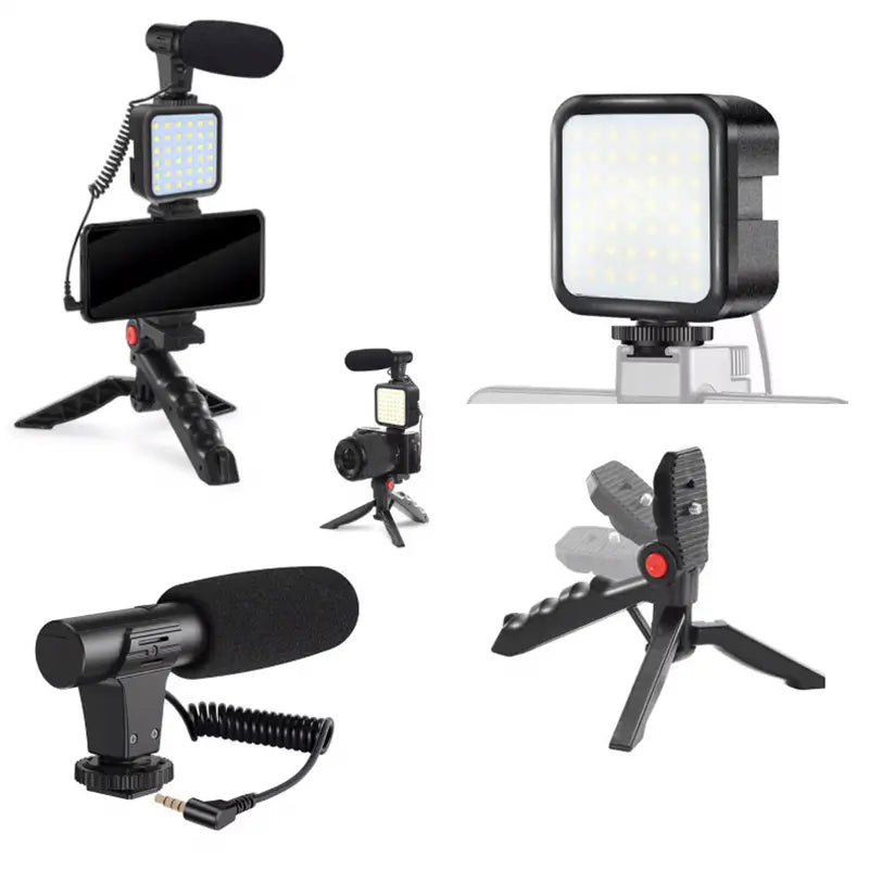 Set Vlogging 4 in 1 PLATINET PMVG4IN1 Microfon /Lumina video LED /Suport smartphone /Trepied