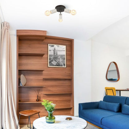 Plafoniera Klausen SIMPLY PL3 negru terazzo 3 dulii E27 living hol dining stil contemporan urban
