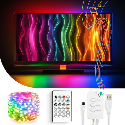 Sir 3m lumina Smart TV - USB 30 LED-uri RGB Bluetooth/telecomanda 58387