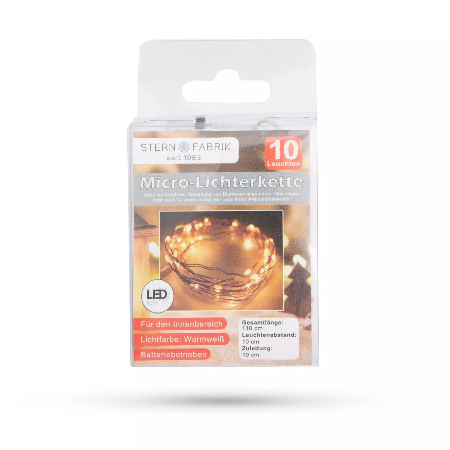 Sir luminos LED 10buc alb cald 2x AA