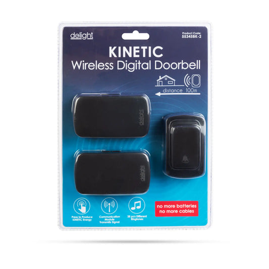 Sonerie fara fir si fara baterie Kinetic 2x receptori negru delight 55345BK-2