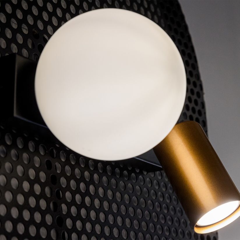 Spot dublu Spoty AP2 Klausen alama negru GU10 E14 montat pe perete living dormitor hol modern
