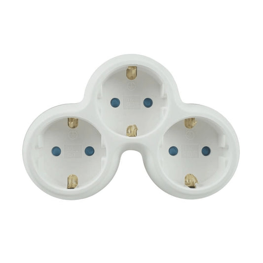 Stecher triplu Technik TP3 cu contact protectie 3x Schuko 16A 3500W alb