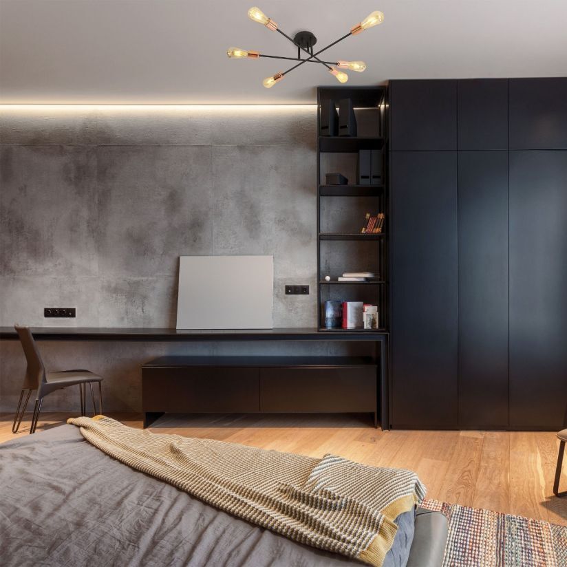 Plafoniera STRAIGHT PL6 Klausen design industrial modern negru cupru - detaliu
