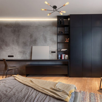 Plafoniera STRAIGHT PL6 Klausen design industrial modern negru cupru - detaliu
