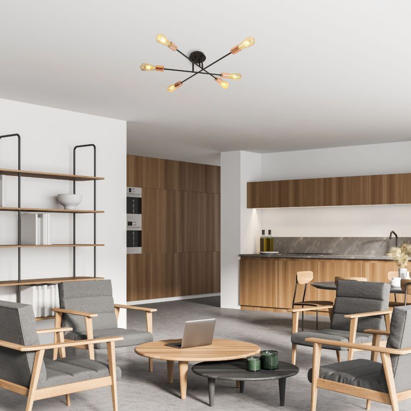 Plafoniera STRAIGHT PL6 Klausen 60cm iluminat interior living dining - unghi lateral
