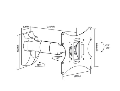 Suport LCD 43-107cm 30KG 1 brat negru GOOBAY