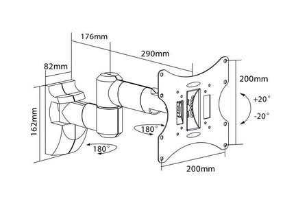 Suport TV EASYSCOPE 43-107cm 30Kg 2 brate GOOBAY