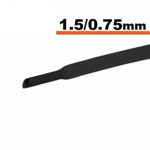 Tub termocontractibil negru 1.5mm/ 0.75mm 0.5m