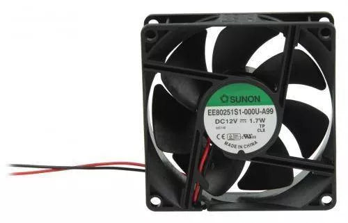 Ventilator 12V 3000RPM 34dB 220mA 80x80x25cm cu 2 fire 1.7W pe lagar Vapo Sunon