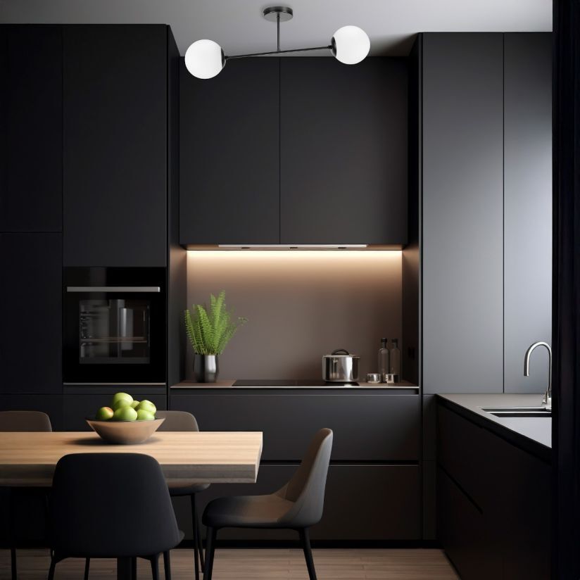 Plafoniera ZHARA PL2 B Klausen design modern 70cm negru metal sticla - unghi lateral
