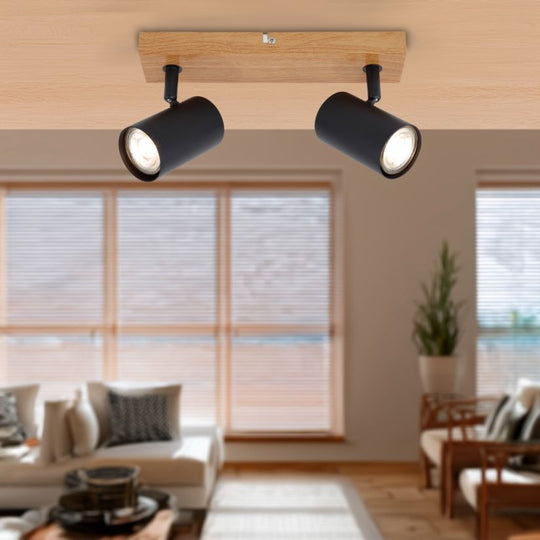 Spot orientabil Zinnia AP2 KL162020 negru natur, 2xGU10, design industrial Klausen, detaliu
